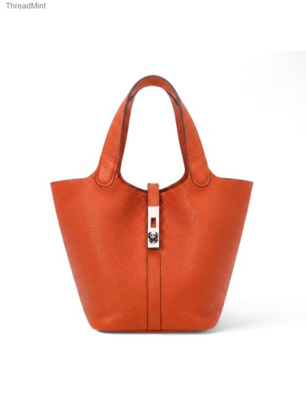 Vegan Leather Tote Bag Top Handle Satchel Lock Bucket Purse Work